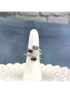 NWT Gorgeous Watermelon Aurora Borealis Rhinestone Fashion Ring Size 6